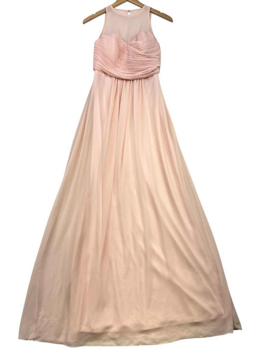 Levkoff Womens Chiffon Bridesmaid Maxi Dress Sleeveless Back Zip Sz 8 Blush Pink